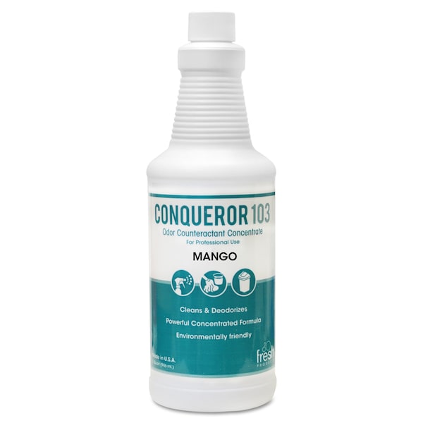 Fresh Products Conqueror 103 Odor Counteractant Concentrate, Mango, 32oz Bottle, PK12 12-32WB-MG